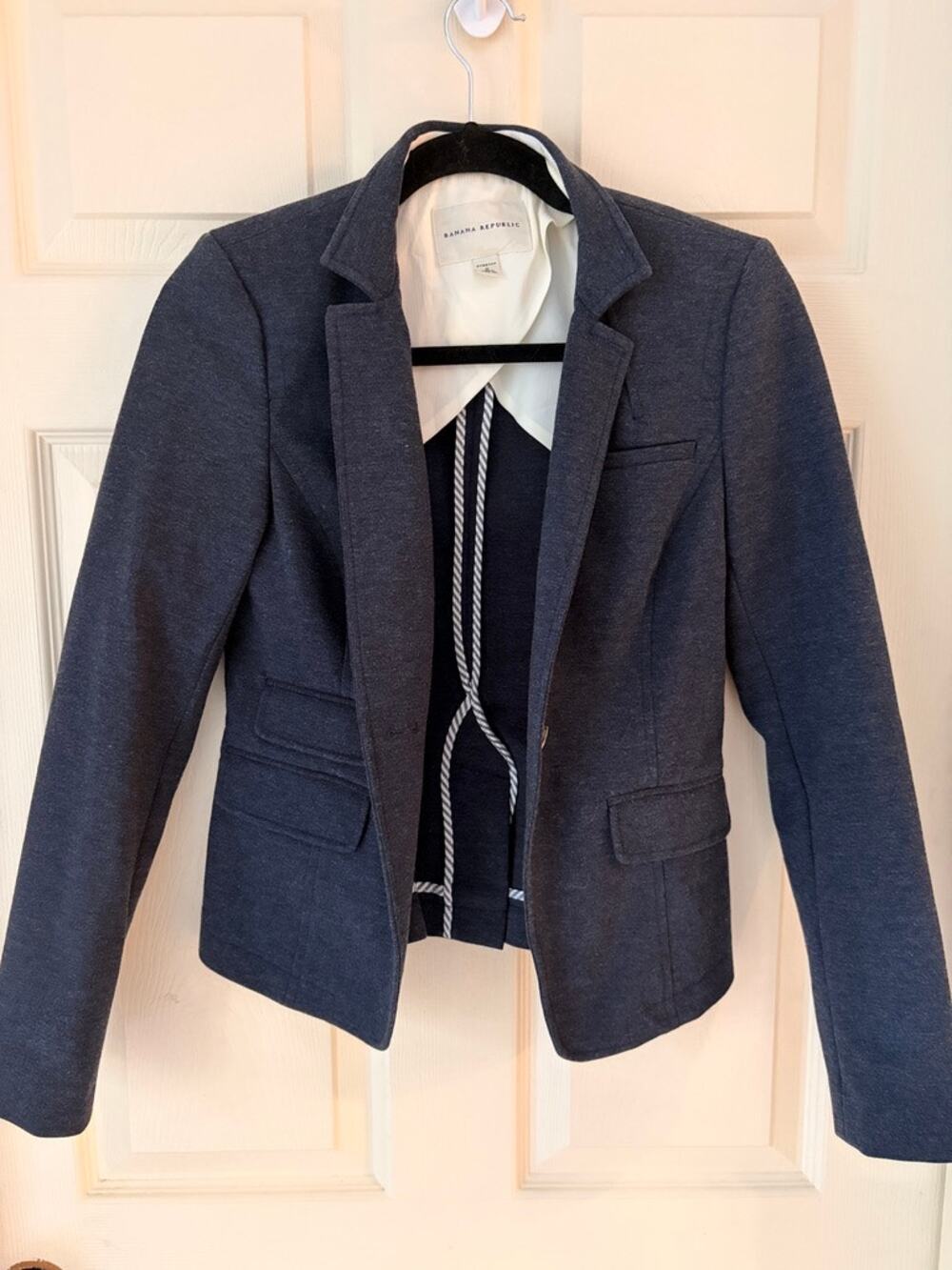 Banana Republic Navy Stretch Knit Blazer Jacket Size 0